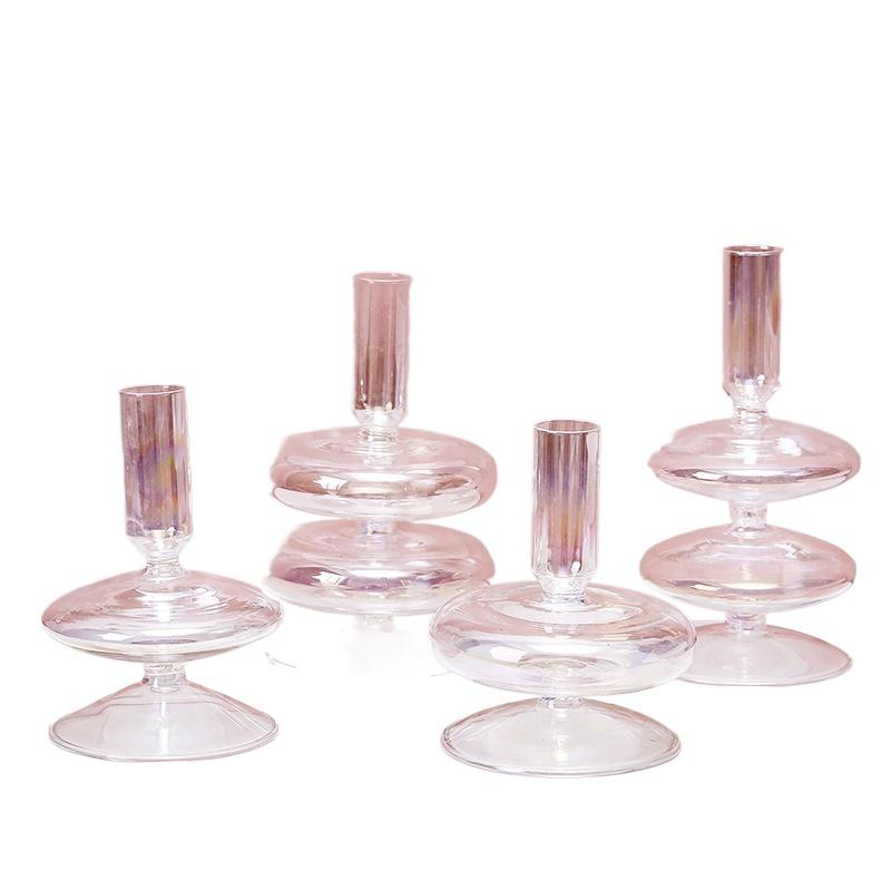 Подсвечник для домашнего декора Ваза Свадебное украшение Прозрачный стеклянный подсвечник Настольные украшения Вазы