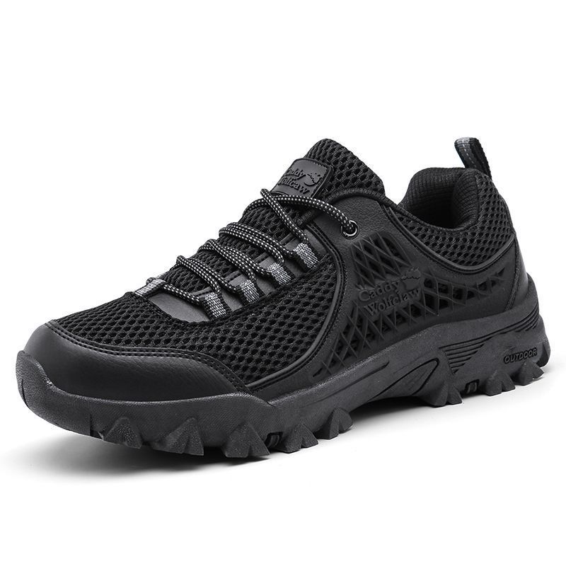 Summer Breathable and Non-smelly Mesh Shoes Men's Beef Tendon Soles Waterproof and Non-slip Sports Shoes Large Size Middle-aged Dad Shoes Travel Shoe