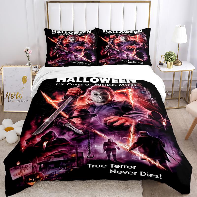 3Pcs Halloween Myers' True Terror Bedding Sets For All Sizes New 3D Printed Bed Cover Comforter Duvet Cover Pillowcase Bedroom Decoration