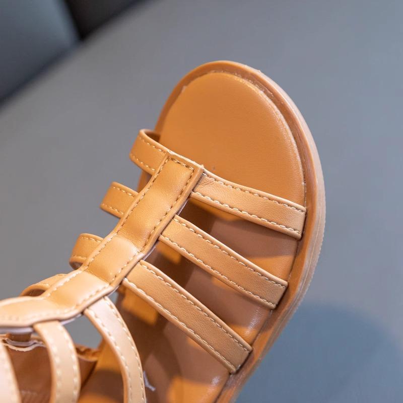 Сандалии для девочек, новая модная обувь принцессы для маленьких девочек, летние детские римские сандалии для средней школы с открытым носком и высокой челкой