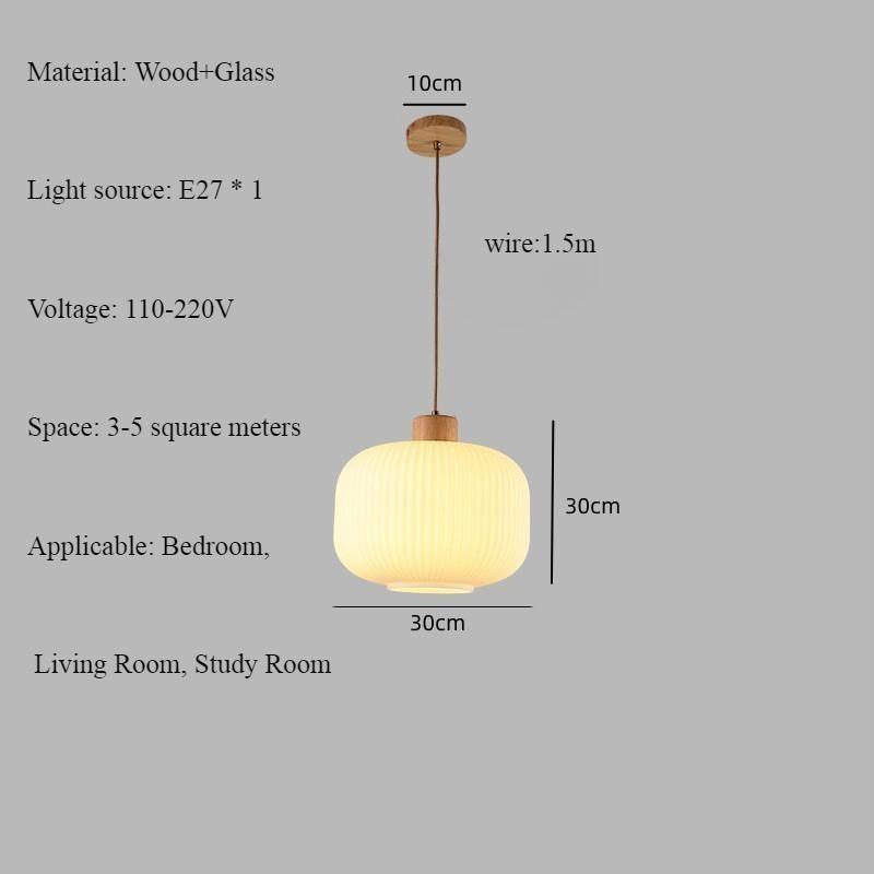 Подвесной светильник из дерева для ресторана в японском стиле, скандинавский минималистский кремовый светильник для барной стойки в спальне, стеклянный подвесной светильник для спальни