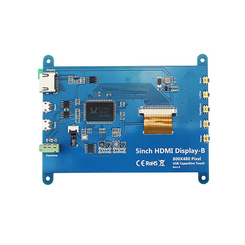 HDMI-сенсорный монитор 5 дюймов для Raspberry Pi 4B, разрешение 800x480, емкостный дисплей с 5 точками касания