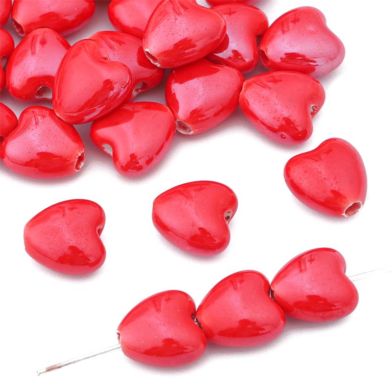 10 шт./пакет 10 мм, красочные керамические бусины ручной работы в форме сердца, фарфоровые бусины-разделители для браслетов, ожерелий, DIY ювелирных изделий, ремесленное изготовление