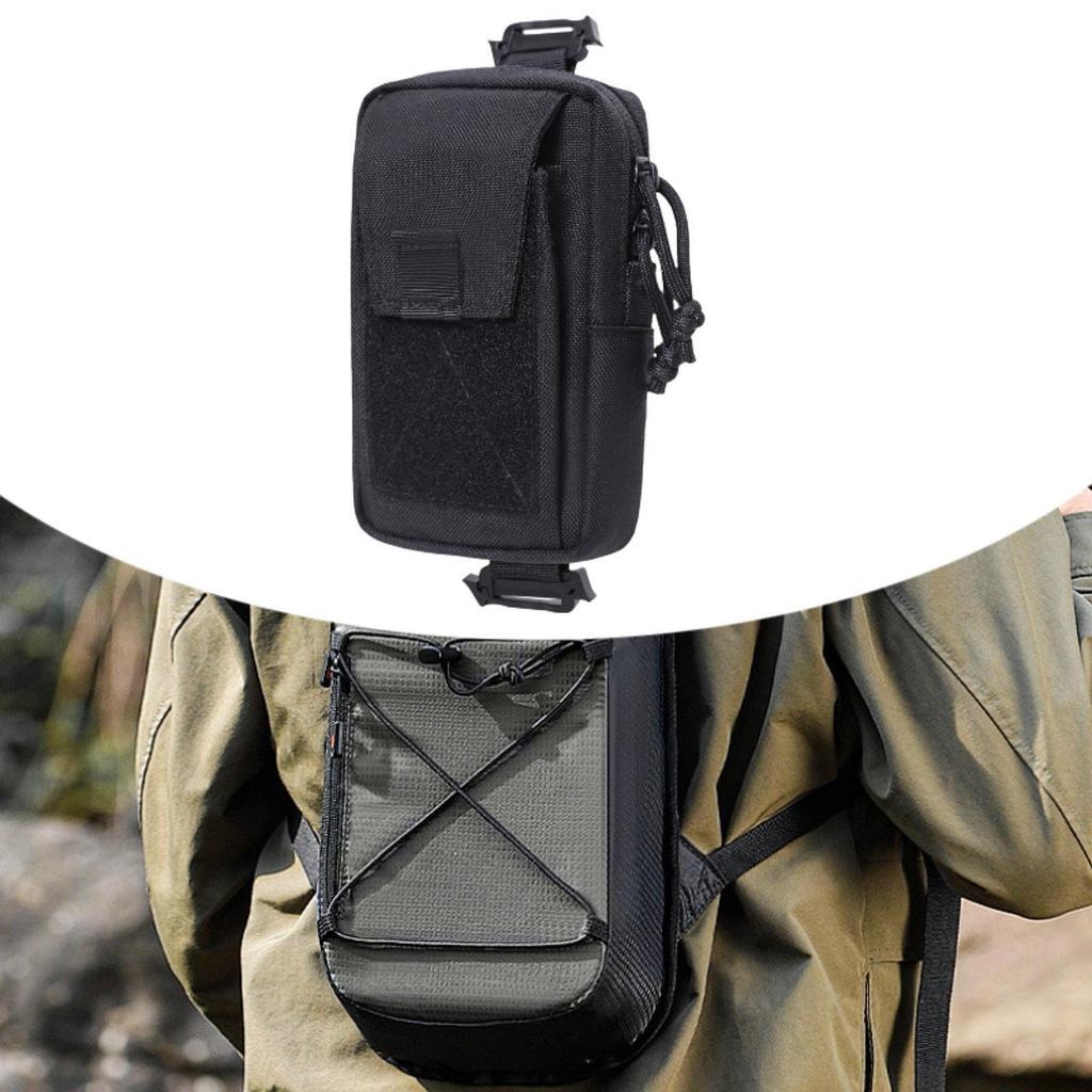 Backpack Strap Pouch Organizer Cell Phone for Vacation Outdoor Camping Black