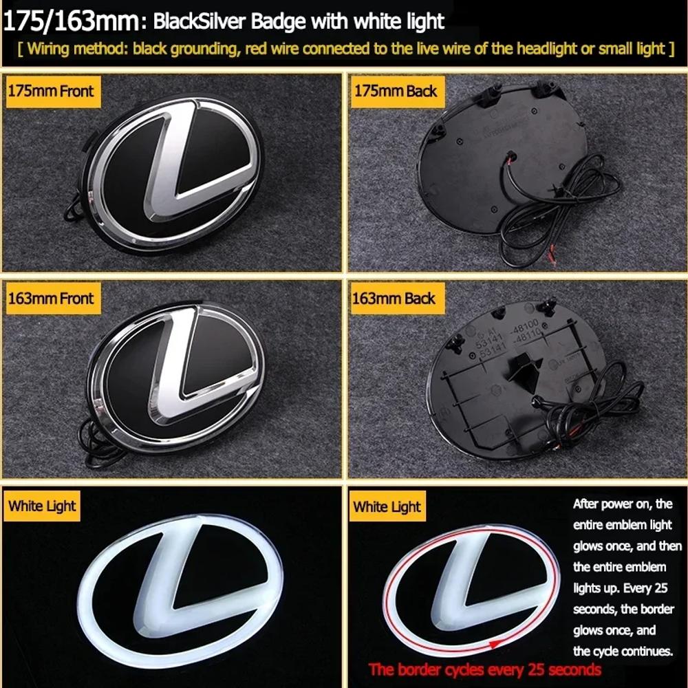 JEQS5 For Lexus grille illuminated emblem LED Lights High Brightness Glowing Light Waterproof Car Front Emblem Rear Modified Badge