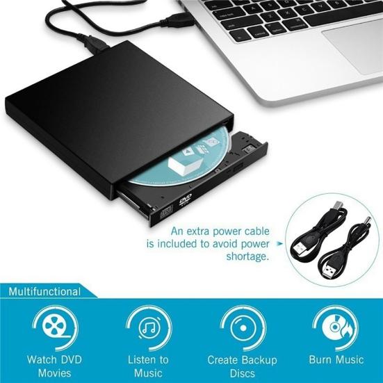USB 2.0 Slim Writer/Burner/Rewriter/CD ROM External DVD Drive for PC Laptop