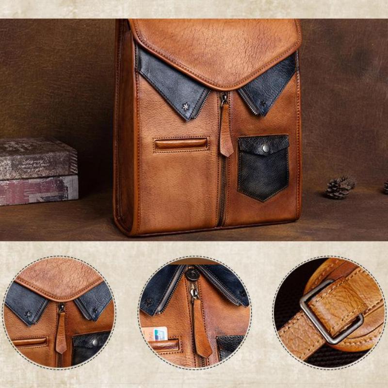 Johnature Vintage Genuine Leather Backpack Women Bag Leisure Large Capacity Real Cowhide Travel Bag Creative Backpacks