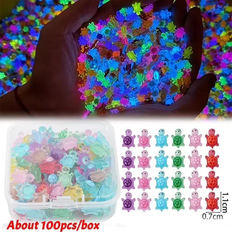300pcs Cute Mini Resin Turtles Self-Luminous Turtle Miniatures Resin Tiny Turtles Nails DIY Accessories Creative Gifts Toys