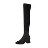 Knee Boots Women's High-heeled Boots Elastic Boots Long Boots Khaki Boots Suede Boots Autumn and Winter Velvet High Boots