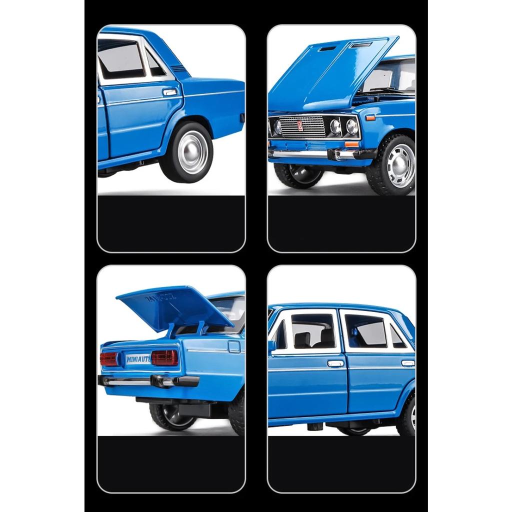 1/24 Российская LADA 2106 Металлическая модель автомобиля Игрушка Литье под давлением Металл Инерционный Музыка Свет Автомобильные игрушки для детей Транспортное средство