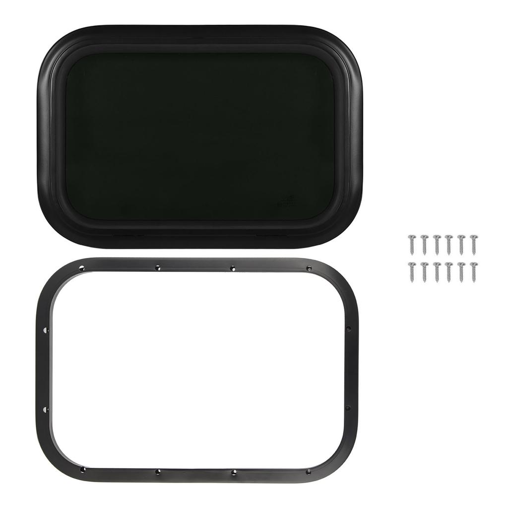 Окно для автодома, черное, с закругленными углами, из алюминиевого сплава, с защитой от УФ-излучения, прочное, фиксированное, для кемпера, каравана, для 48-53 мм