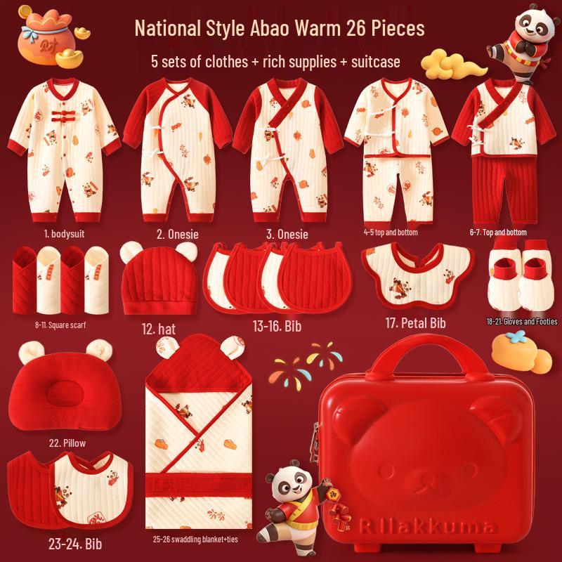 Премиум Хлопковый Подарочный Набор для Новорожденных Класса А - Праздник Новорожденных Красная Панда.