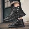 Original Black Ankle Boots Men Trend Zip Comfortable Leather Boots For Men Fashion Casual High Top Men's Boots Botas Para Hombre