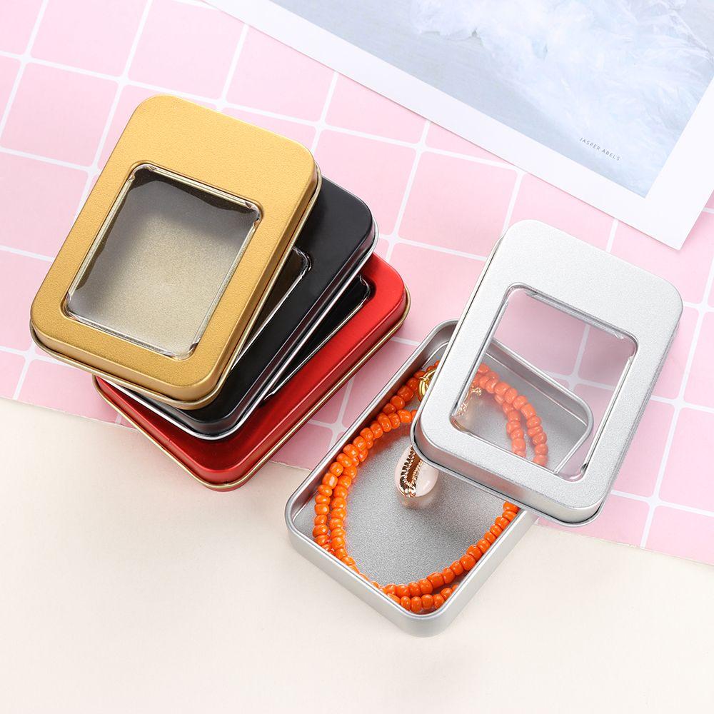 Rectangular Candy Coin Key Storage Boxes Jewelry Dampproof Containers Metal Tin Can Box