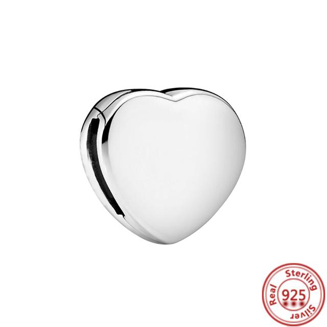 Стерлингового серебра 925 пробы, бусины, буквы, сердце, листья, круг, сверкающие клипсы, подвески, подходят для браслета с отражениями, ювелирные украшения