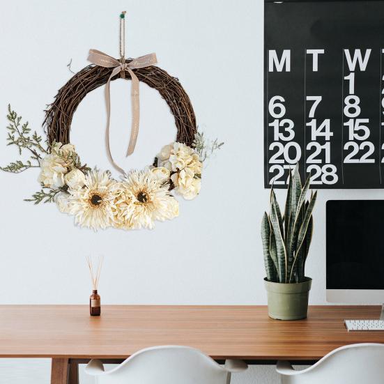 Искусственный цветочный венок из ротанга для входной двери, гирлянда из цветочных веток ручной работы для свадеб, дней рождения, вечеринок, настенных украшений