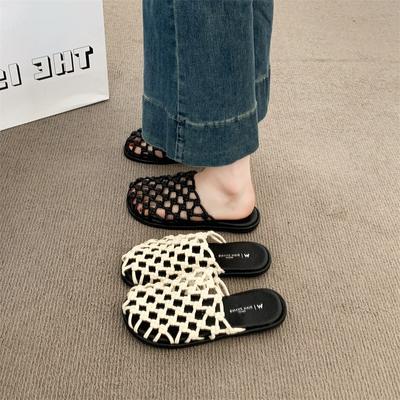 Летние новые плетеные рыболовные сети полые сандалии на толстой подошве для пляжа женские универсальные повседневные сандалии с круглым носком