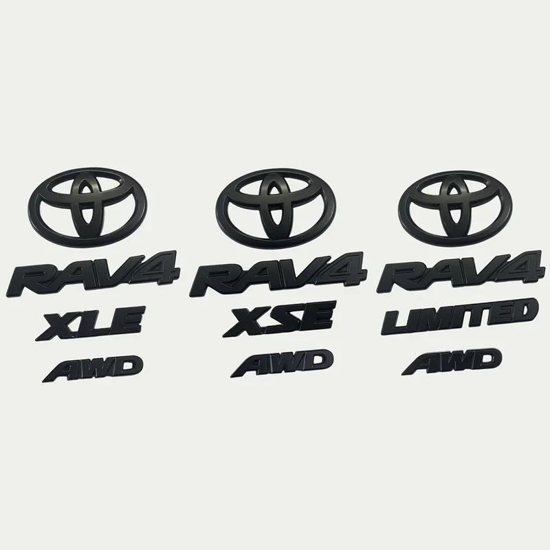 4 шт. Матовый черный АБС-НАКЛАДКА логотип Шильдик для 2019 - 2024 TOYOTA RAV4 XLE XLE LIMITED НАБОР ШИЛЬДИКОВ Наклейка на багажник Автоаксессуар