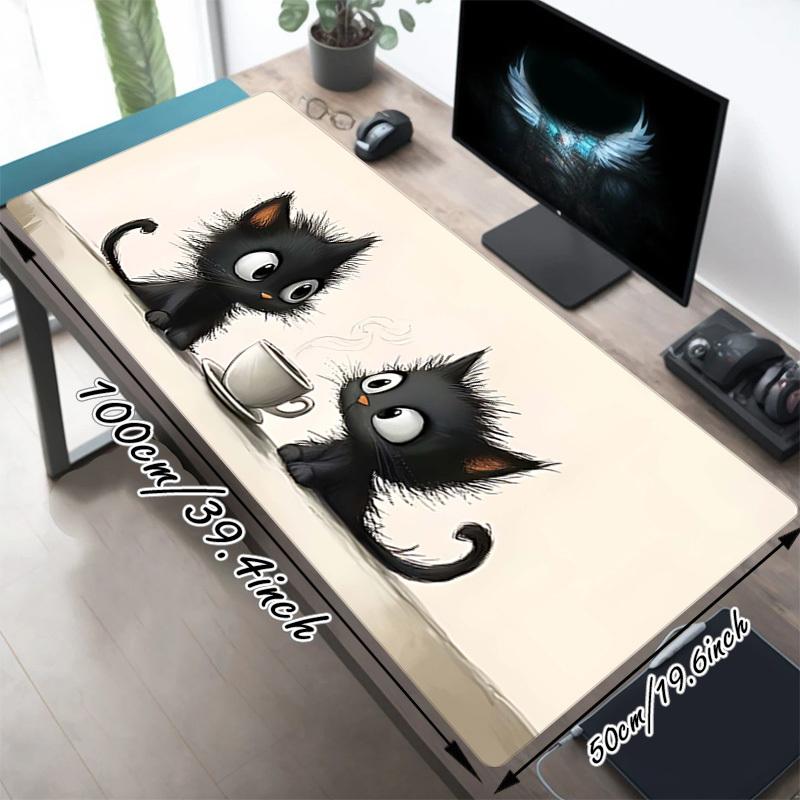 1PC cat coffee Large Durable Mouse Pad Suitable for Office Desks, Gaming Desktops.Non-Slip Back P91