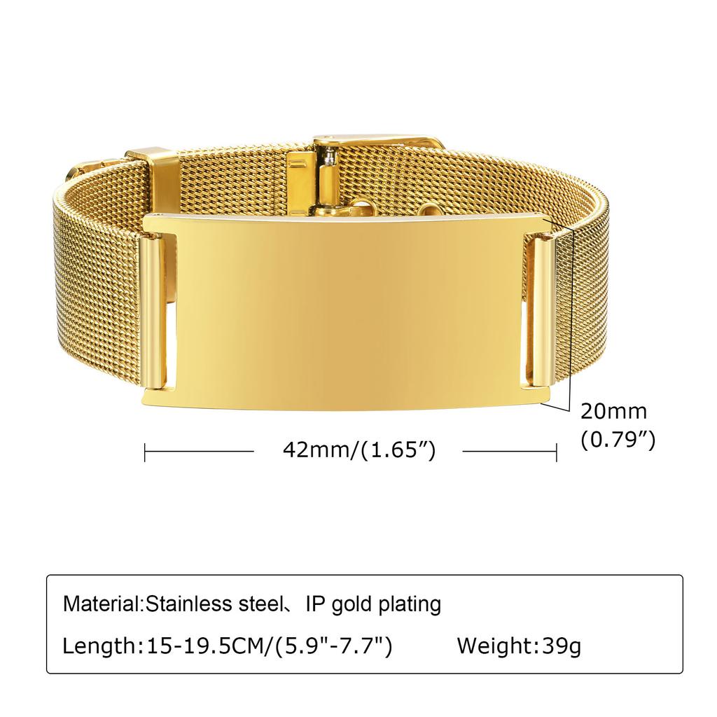 Personalized Photo Bracelet, Stainless Steel Mesh Chain Bracelet for Women Men, Adjustable Chain 5.9" To 7.7