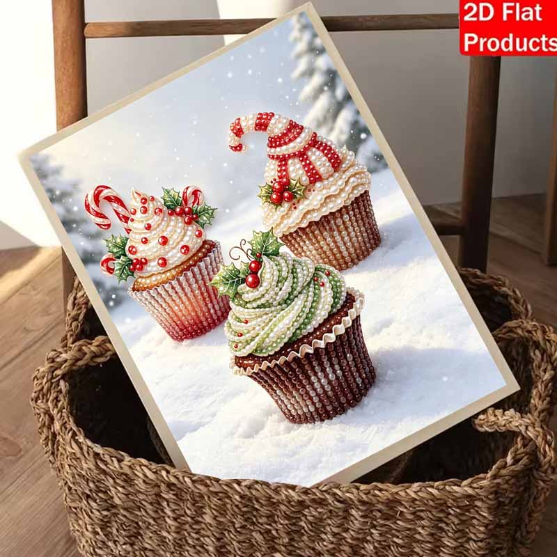 Christmas Pearl Painting Kit Handmade DIY Home Decoration Painting Cupcake Holly Candy Cane Snow Scene Art Craft