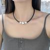 Silver Cylinder Pendant Necklace - Stylish Black Chain for Women