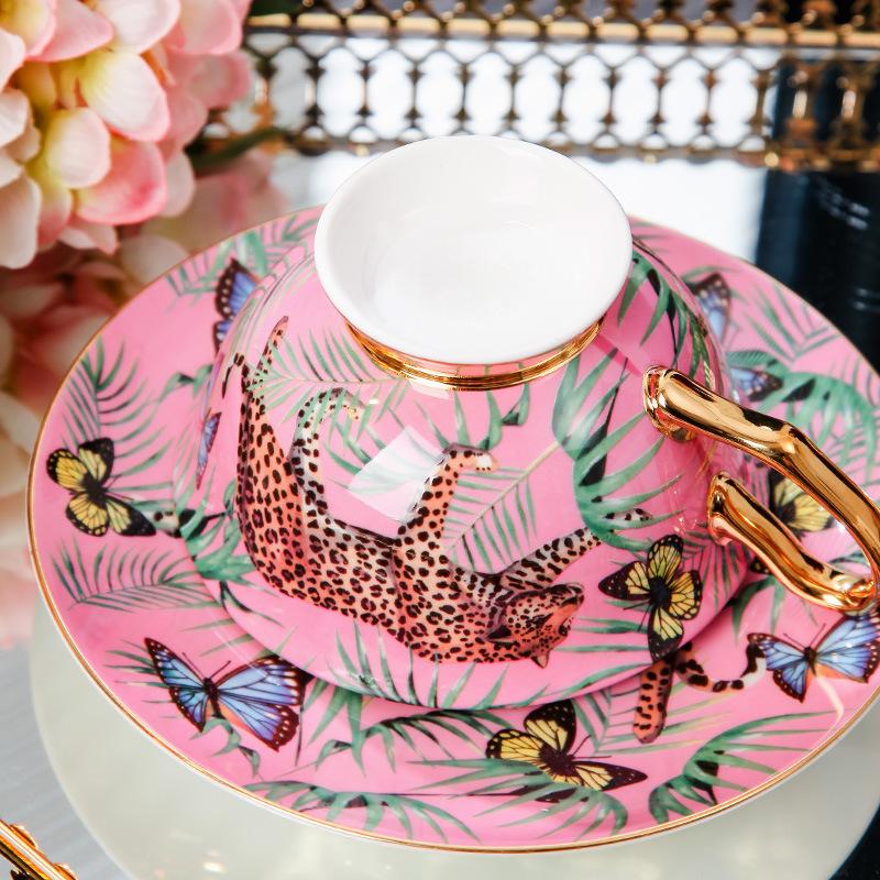 Креативная розовая кружка из костяного фарфора с изображением леопарда, гепарда, керамическая чашка для кофе, молока, воды, дневного чаепития, домашняя посуда для напитков