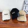 Hole Embroidery Letters Hard Top Cap Men And Women Spring And Autumn Big Head Circumference Wide Brim Baseball Cap Shading Sun Protection