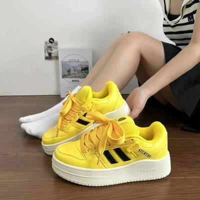 Платформенные туфли-хлебцы дофамин осень новая пара инс кэжуал универсальные дышащие студенческие кеды женские