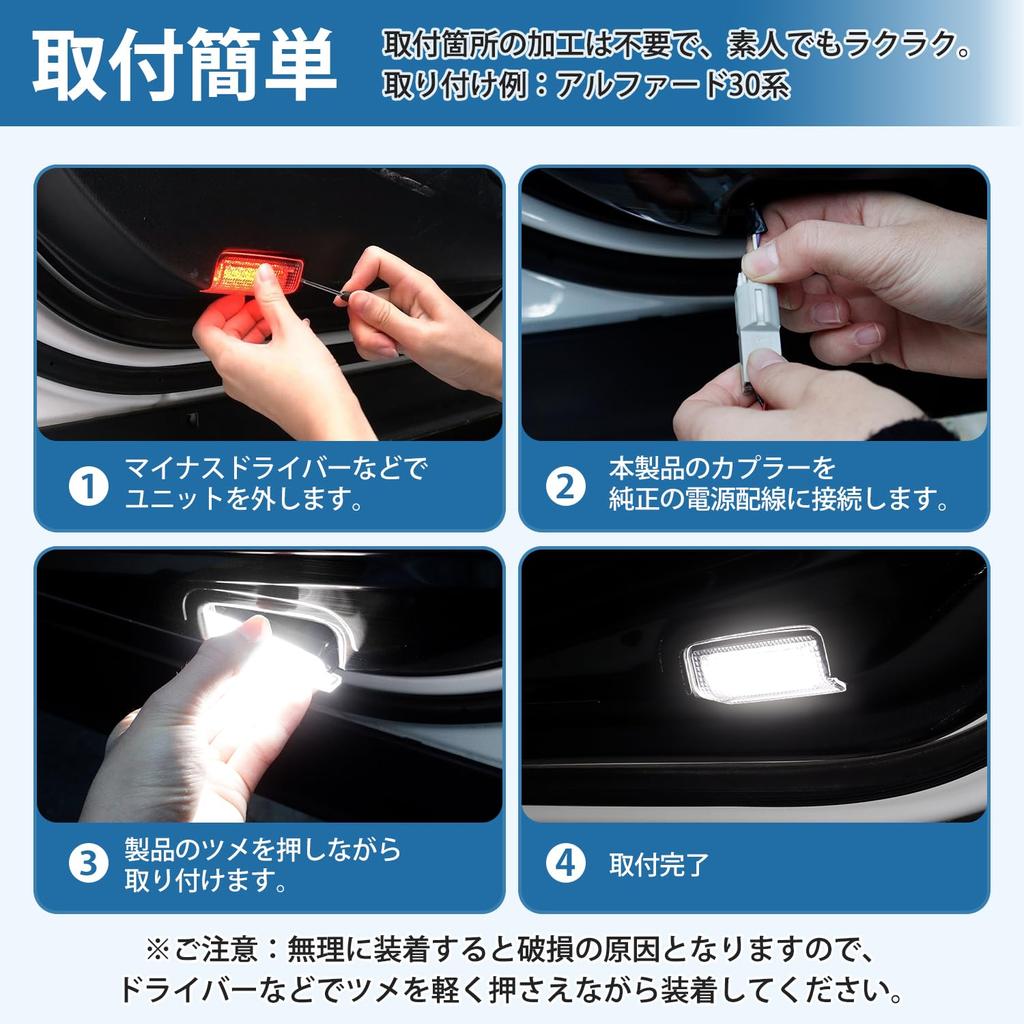 Virauto Toyota Vellfire 30 Series 20 Series Courtesy Lamp LED Door Welcome Light VELLFIRE Exclusive Foot Lamp Courtesy Light Pure White Light White