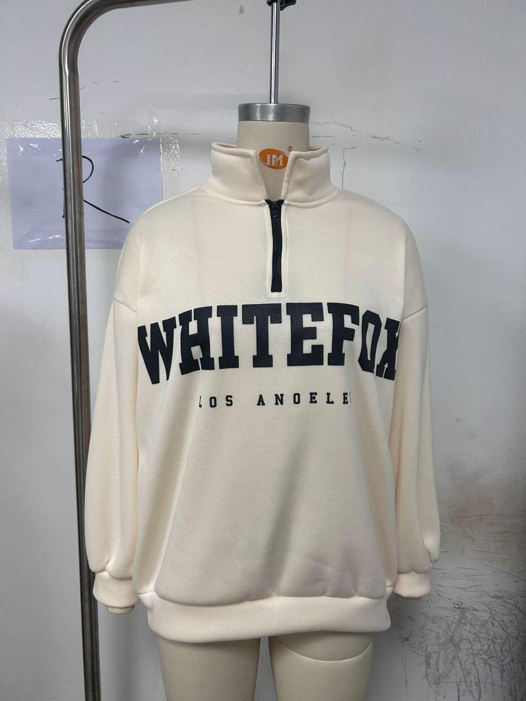 Свитшот с принтом и полумолнией 2023 года осень/зима — повседневный и универсальный, европейский и американский стиль