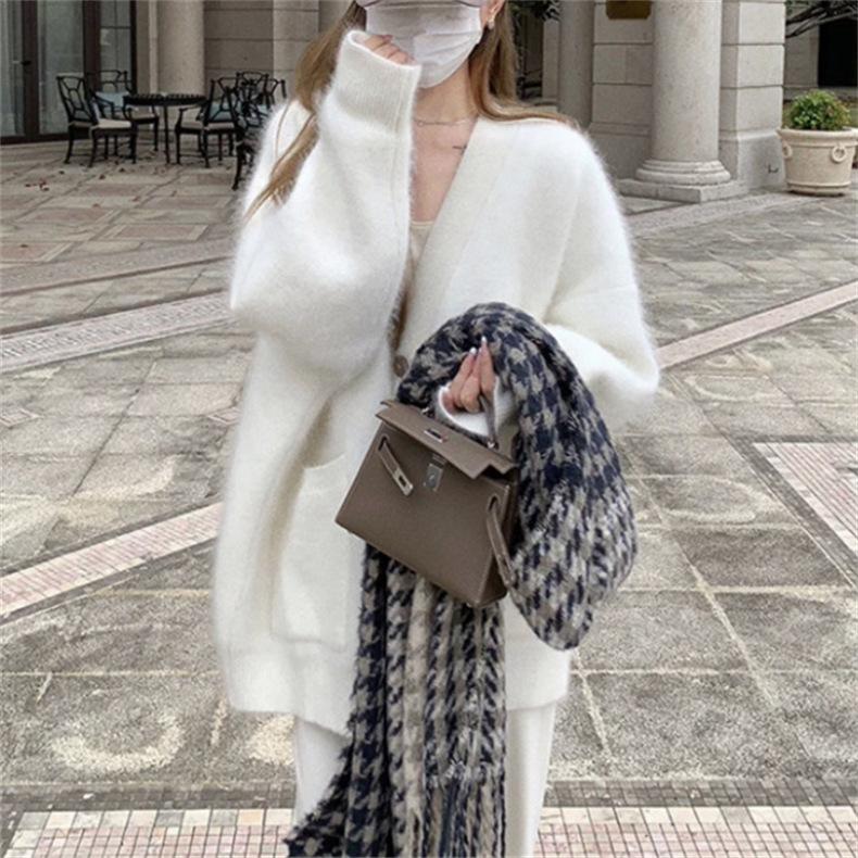 Женские свитера свободные искусственная норка бархат однотонный женский джемпер пальто женское мягкое вязаное пальто осень зима