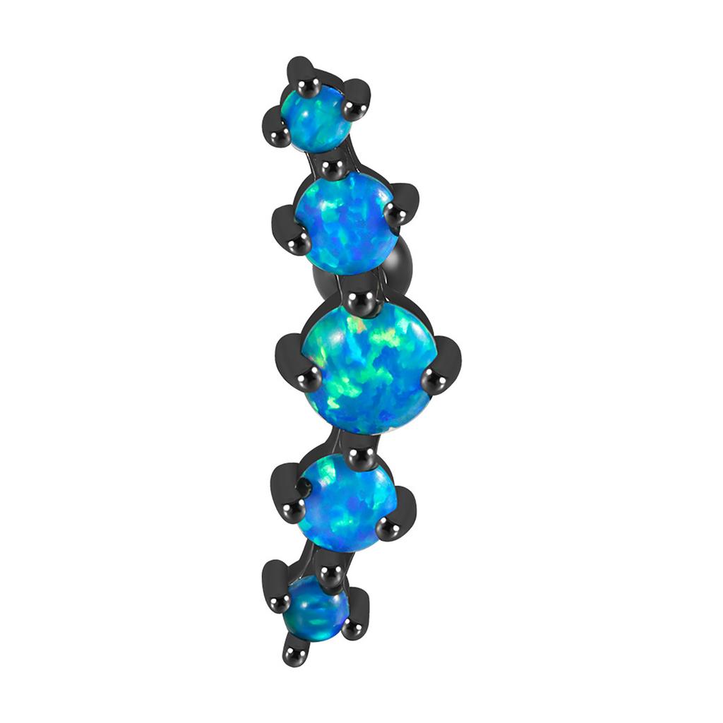 Хирургическая сталь Пять опалов Серьга-пусет для трагуса, хряща уха Черный Золотой цвет Серьги Пять кристаллов Пирсинг мочки Штанга Ювелирное изделие