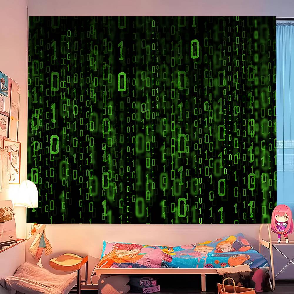 Binary Code The Matrix Program Chart Printed Large Wall Tapestry Indian Buddha Wall Decoration Witchcraft Bohemian Hippie Wall