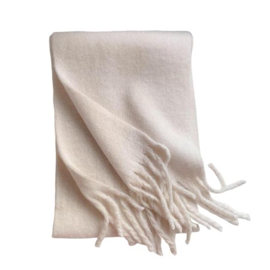 Women Winter Scarf Solid Color Thickened Warm Shawl Scarf with Tassel Design Cold Weather Fashion Accessories