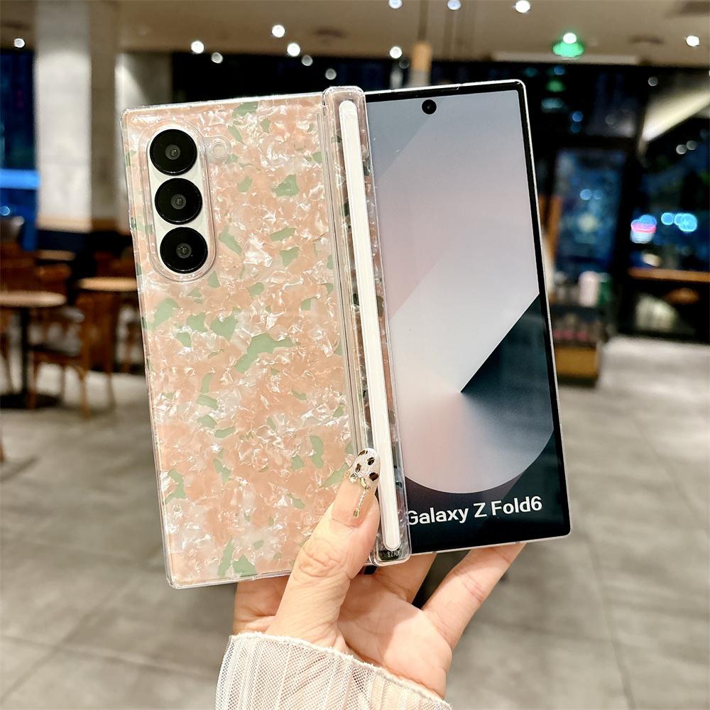 Роскошный Жесткий Чехол с Узором Радужной Ракушки для Samsung Galaxy Z Fold 7 6 5 4 fold7 zfold Fold6 Цветная Акриловая Ударопрочная Задняя Крышка