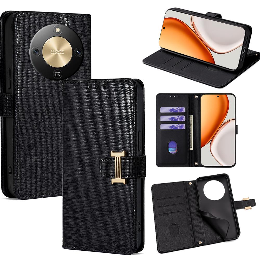 For Honor X70 5G Case Metal I-Buckle PU Leather Wallet Phone Cover