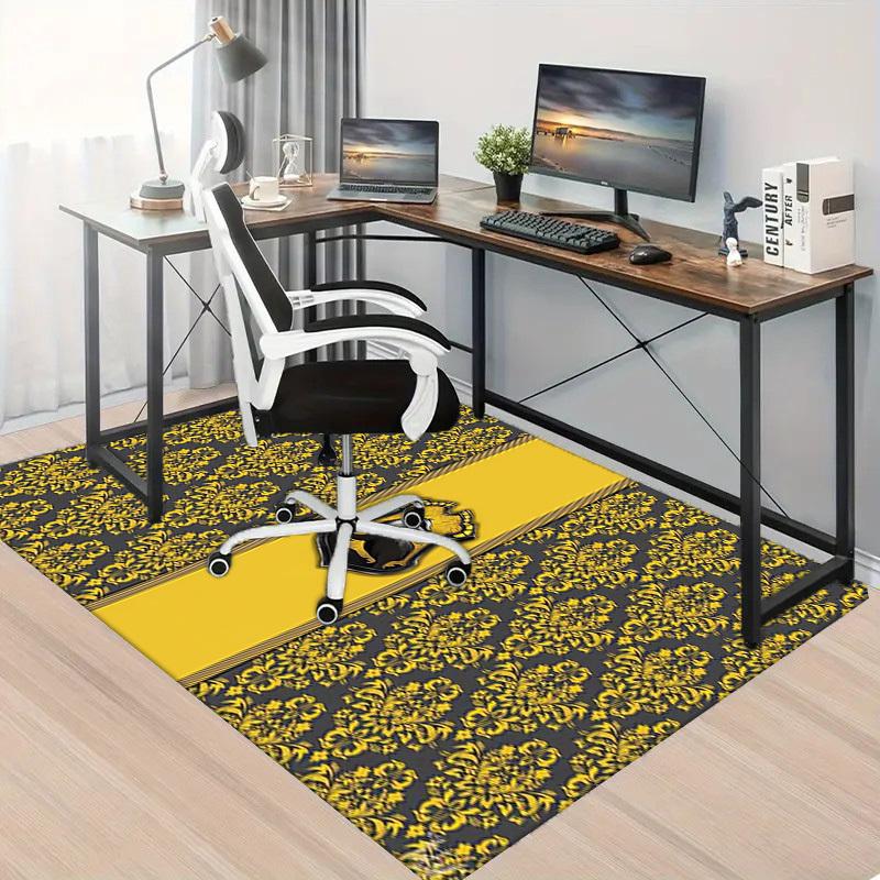 1pc Office Carpet Chair Mats Hufflepuff Crest Pattern Perfect for Office Chairs, Living Rooms, Or Bedrooms,Polyester Carpet.HDT100
