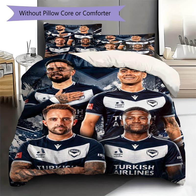 Melbourne Victory Football Team Group Print 3‑Pieces Duvet Cover Set Soccer Bedding Without Pillow Core Comforter Sports Fan Bedroom Decor