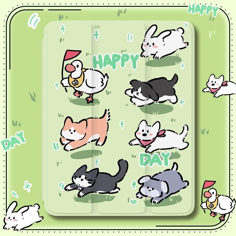 Чехол для iPad 2022 Pro 11, милый чехол для iPad, чехол с подставкой для карандашей, тройной чехол с милым животным, 2019, 2020, 10,2, 7/8, 2018, 9,7, 5/6, с подставкой для карандашей