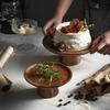 Японский деревянный поднос для торта, коробка для хранения продуктов с крышкой из стекла, кухонная коробка для хранения фруктов, торта, десерта, орехов, закусок