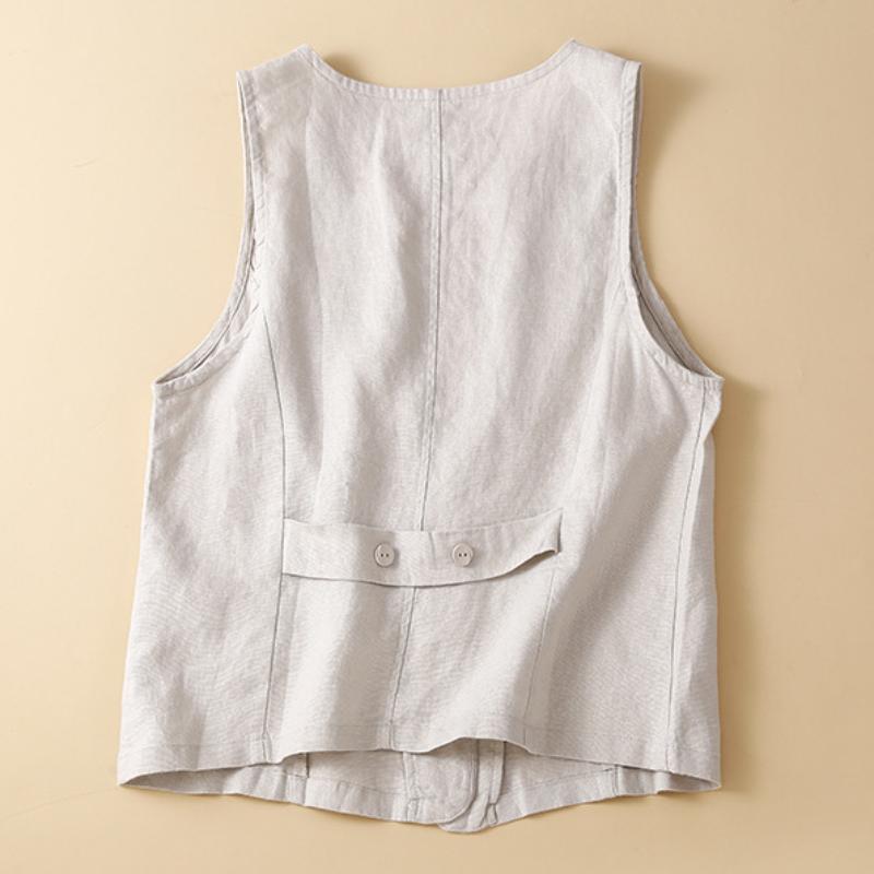 5-цветный хлопковый и льняной жилет без рукавов с v-образным вырезом, повседневный жилет без рукавов, тонкая верхняя одежда, жилет, женская куртка