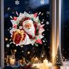 Holiday Wall Decals for Home 2Pcs Stained Glass Style Christmas Window Clings, Double?Sided Printed Xmas Static Reusable Ornament Stickers
