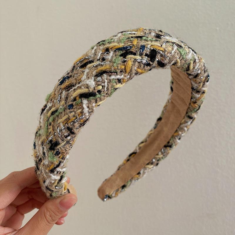Korean version black white checkered retro sponge hair hoop fashionable hundred straps headband new hair accessories for women