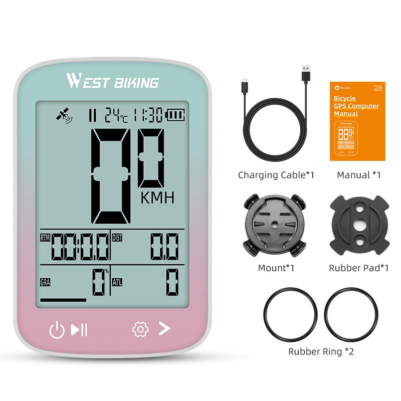 WEST BIKING GPS Bike Computer Wireless Stopwatch IPX7 Waterproof Cycling Odometer Type-C Charge Speedometer Bicycle Accessories2