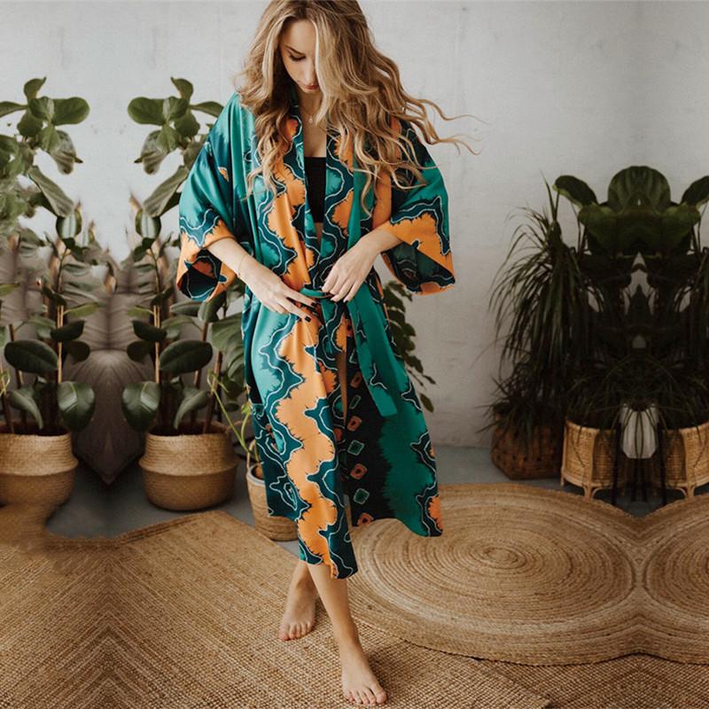 Зеленый винтажный комплект бикини, накидки, летнее пляжное кимоно в стиле ретро, женское летнее пляжное платье, купальник, A1481