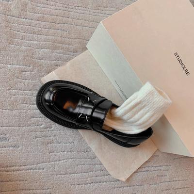 Версия из коровьей кожи~ модные кожаные лоферы на небольшой платформе с круглым носком в британском стиле, одинарная обувь, кожаная обувь женская осенне-зимняя