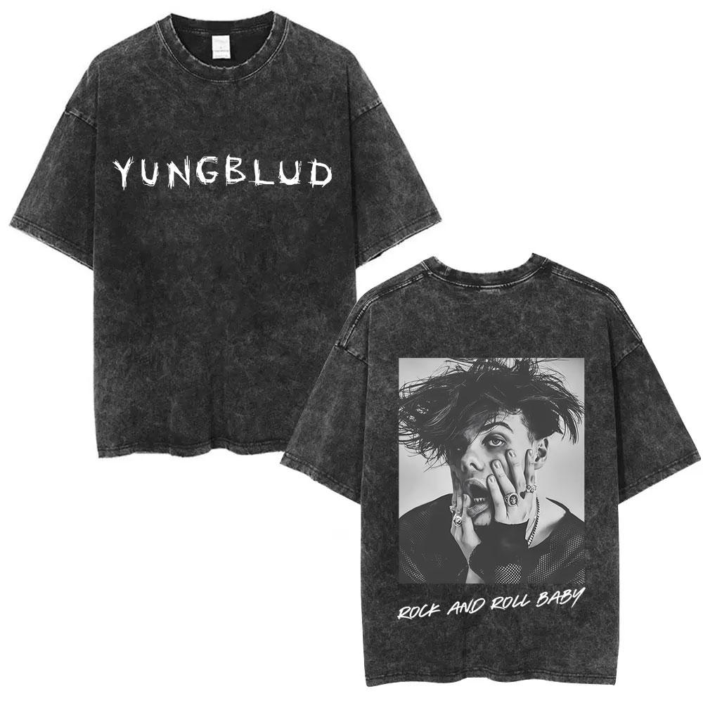 Washed Vintage Rock Singer Yungblud Tour Tshirt Men Women Retro Fashion T Shirt Male Casual Oversized Tshirts Streetwear