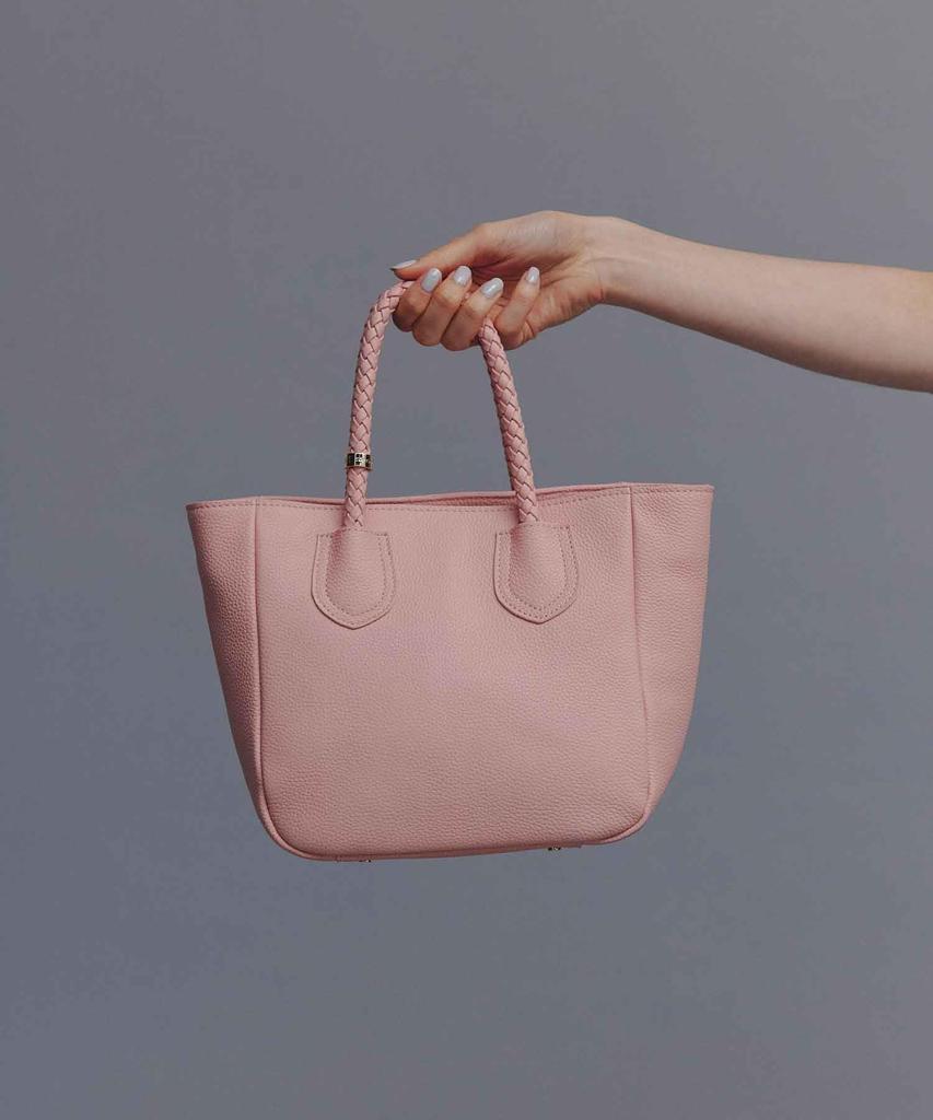 Сумка-тоут из мятой кожи с сетчатой ручкой через плечо, мини-сумка-тоут, розовая [Topkapi] Женская