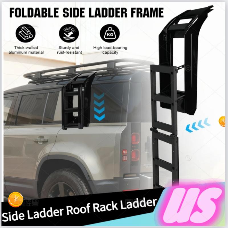 Car Ladder Roof Racks for Land Rover Defender 90 110 130 L663 2020-2024 Aluminum Alloy Side Ladder Deployable Side Ladder F